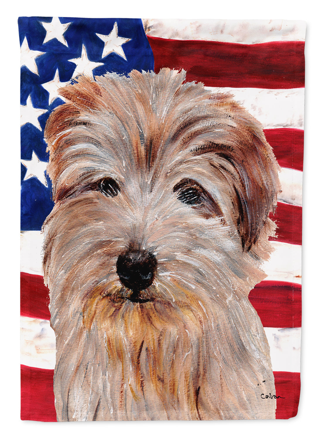 Norfolk Terrier with American Flag USA House Flag 28x40 Porch Sleeve Pole Decorative Outside Yard Banner Artwork Wall Hanging, Polyester