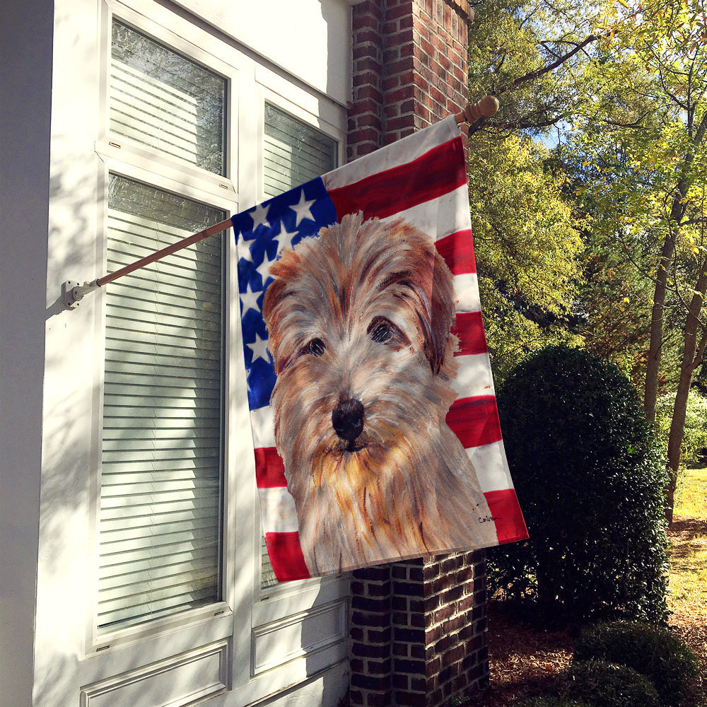 Norfolk Terrier with American Flag USA House Flag 28x40 Porch Sleeve Pole Decorative Outside Yard Banner Artwork Wall Hanging, Polyester