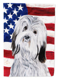 Havanese with American Flag USA House Flag 28x40 Porch Sleeve Pole Decorative Outside Yard Banner Artwork Wall Hanging, Polyester