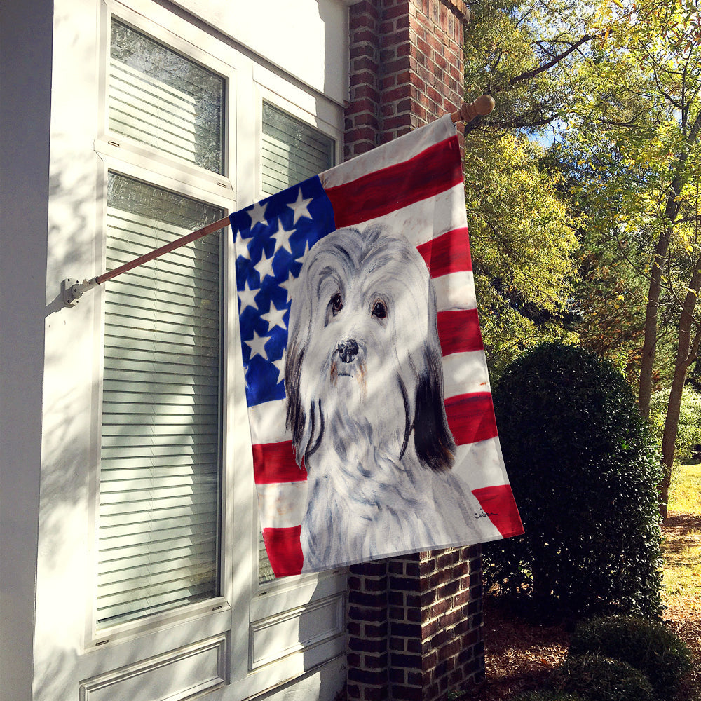 Havanese with American Flag USA House Flag 28x40 Porch Sleeve Pole Decorative Outside Yard Banner Artwork Wall Hanging, Polyester