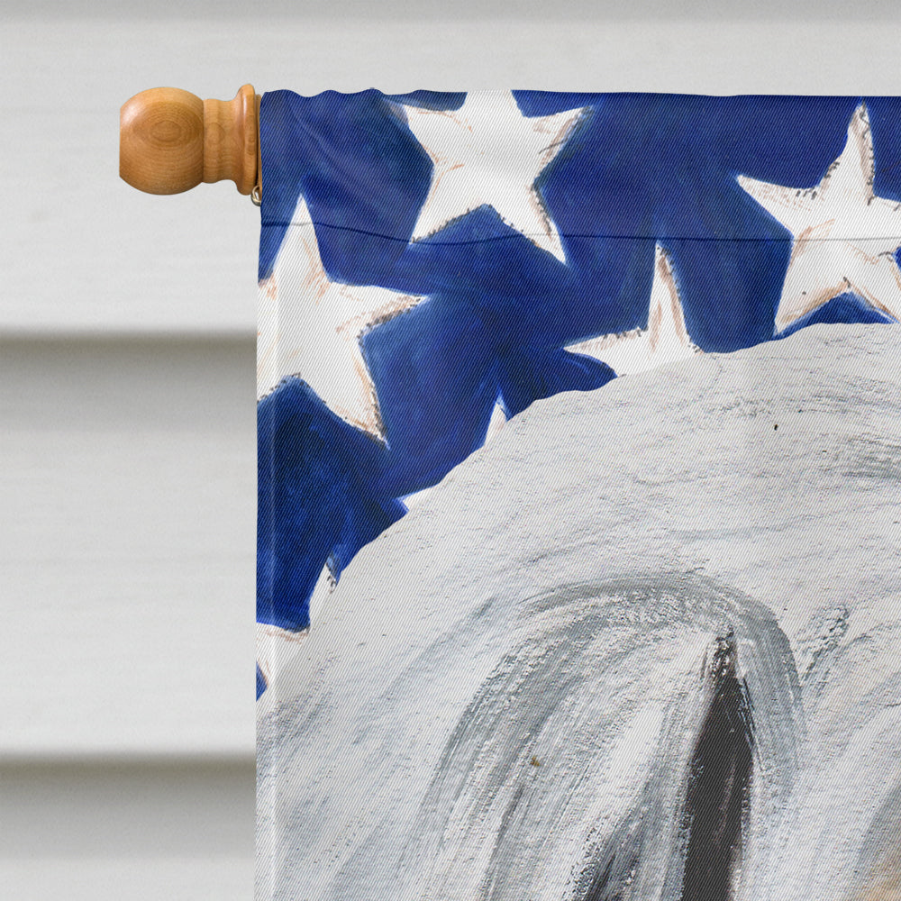 Great Pyrenees with American Flag USA House Flag 28x40 Porch Sleeve Pole Decorative Outside Yard Banner Artwork Wall Hanging, Polyester