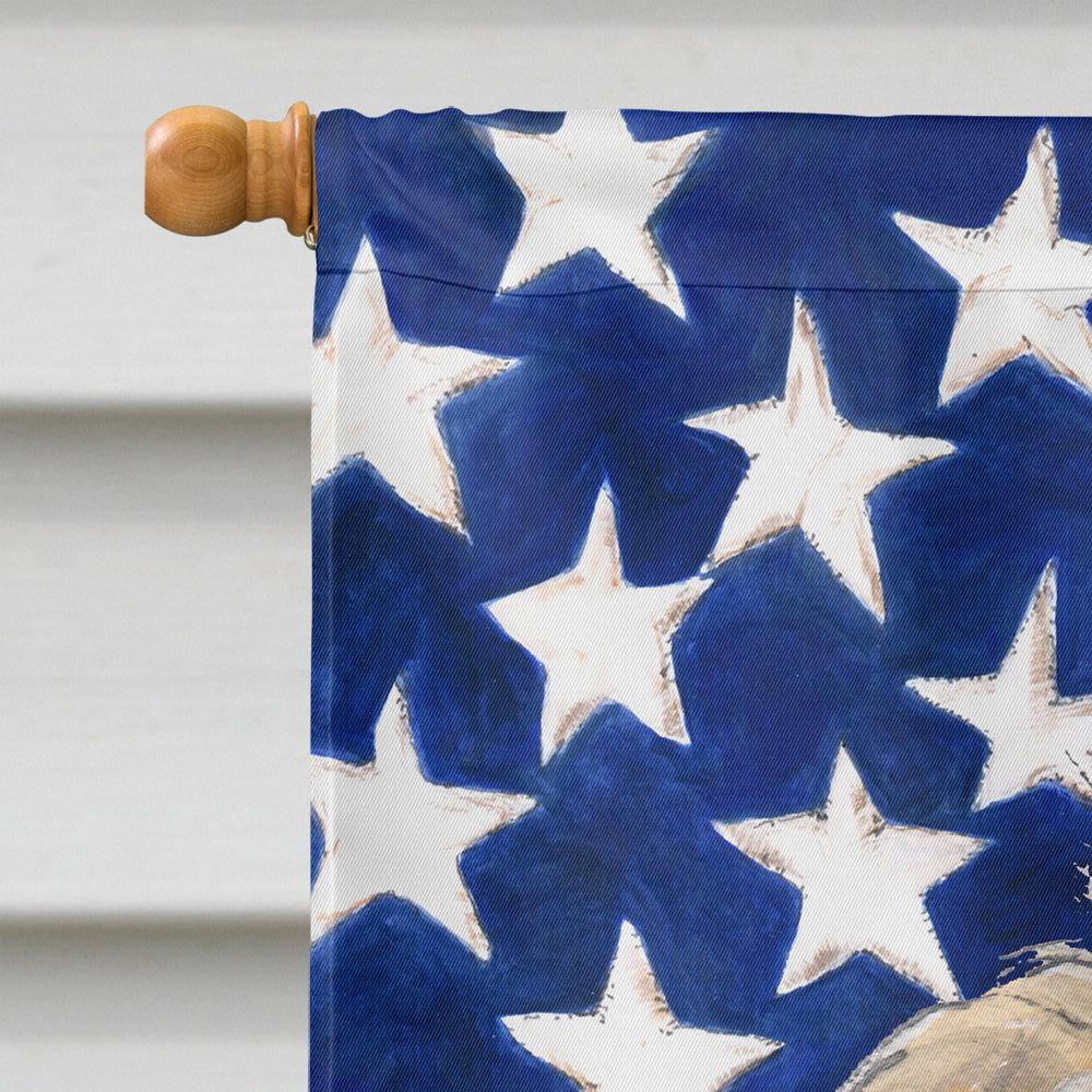 Golden Doodle 2 with American Flag USA House Flag 28x40 Porch Sleeve Pole Decorative Outside Yard Banner Artwork Wall Hanging, Polyester