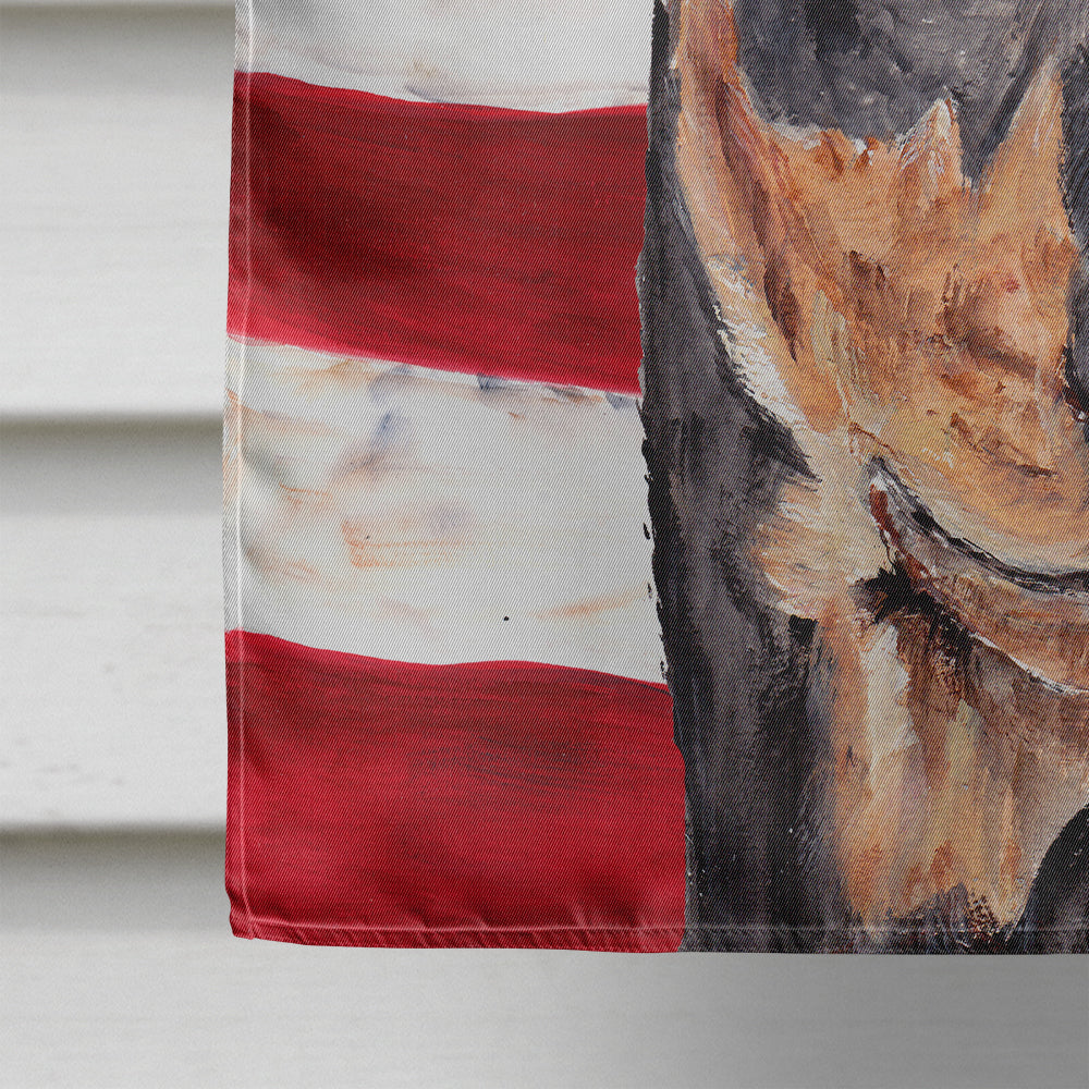 German Pinscher with American Flag USA House Flag 28x40 Porch Sleeve Pole Decorative Outside Yard Banner Artwork Wall Hanging, Polyester