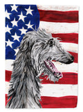 Scottish Deerhound with American Flag USA House Flag 28x40 Porch Sleeve Pole Decorative Outside Yard Banner Artwork Wall Hanging, Polyester