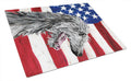 Scottish Deerhound with American Flag USA Cutting Board Tempered Glass Kitchen Cutting Surface, Heat Resistant Chopping, Non-Slip Feet, Food Prep & Serving