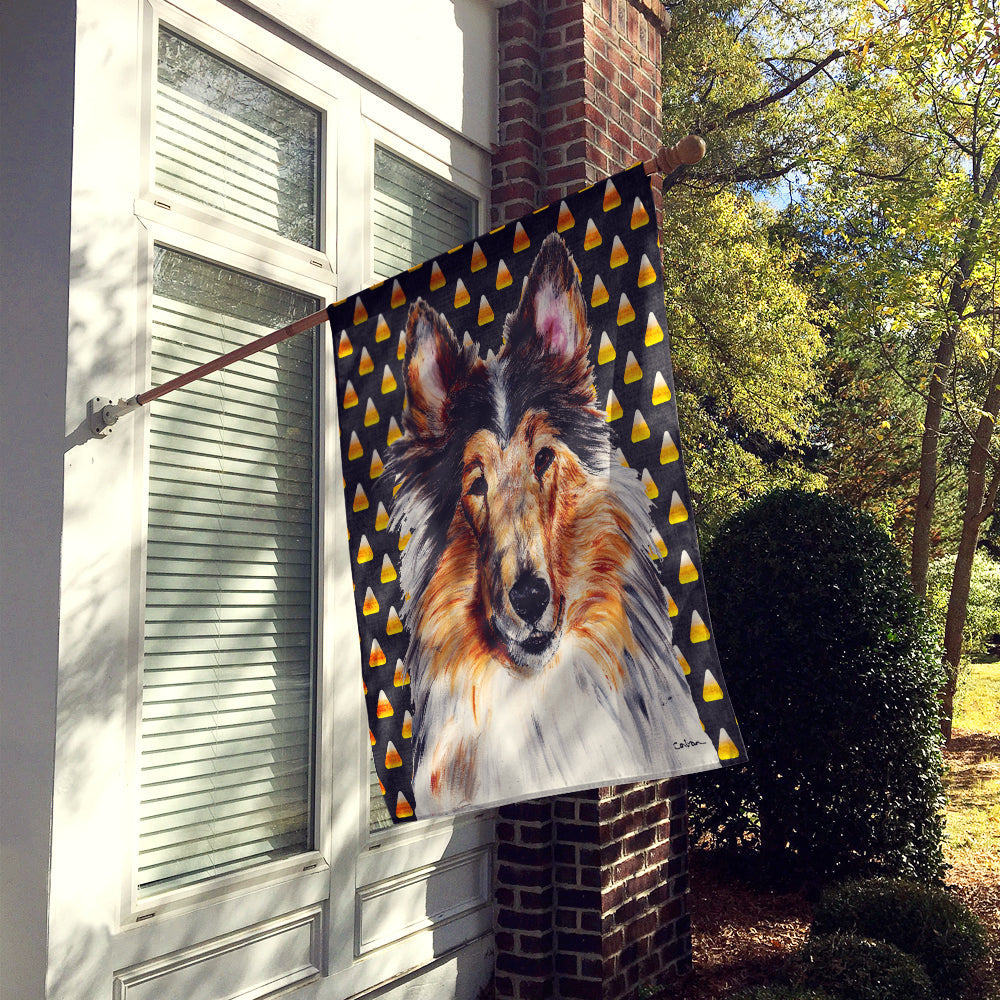 Collie Candy Corn Halloween House Flag 28x40 Porch Sleeve Pole Decorative Outside Yard Banner Artwork Wall Hanging, Polyester