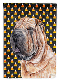 Shar Pei Candy Corn Halloween House Flag 28x40 Porch Sleeve Pole Decorative Outside Yard Banner Artwork Wall Hanging, Polyester