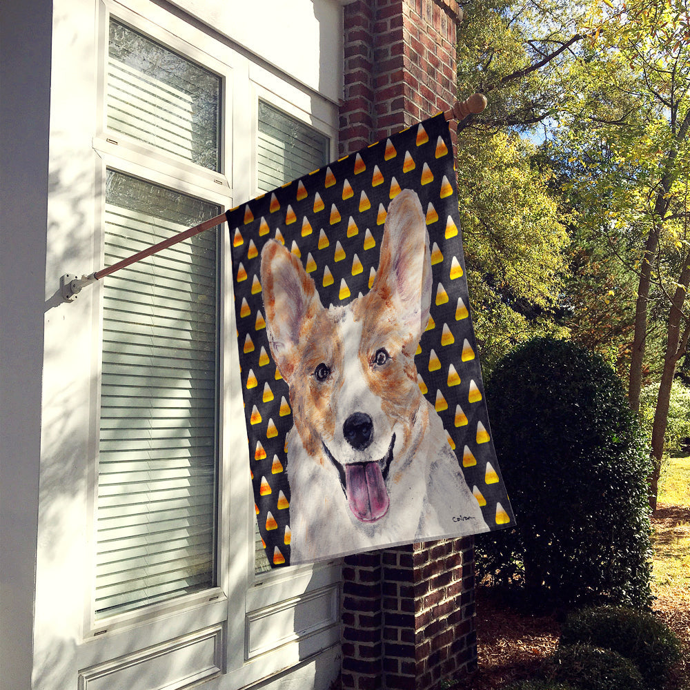 Cardigan Corgi Candy Corn Halloween House Flag 28x40 Porch Sleeve Pole Decorative Outside Yard Banner Artwork Wall Hanging, Polyester