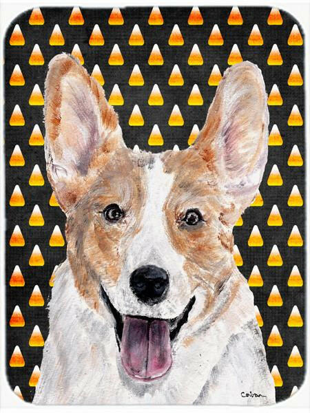Cardigan Corgi Candy Corn Halloween Cutting Board Tempered Glass Kitchen Cutting Surface, Heat Resistant Chopping, Non-Slip Feet, Food Prep & Serving