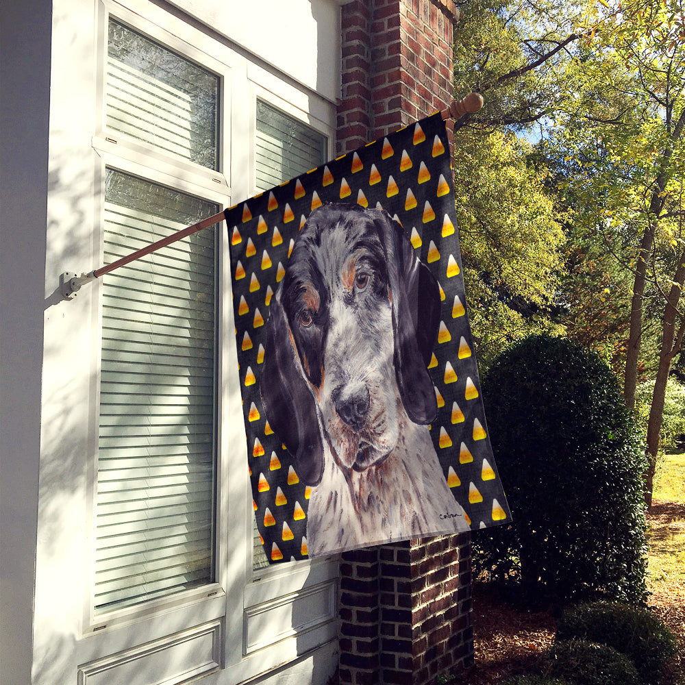 Blue Tick Coonhound Candy Corn Halloween House Flag 28x40 Porch Sleeve Pole Decorative Outside Yard Banner Artwork Wall Hanging, Polyester