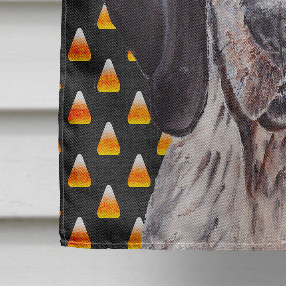 Blue Tick Coonhound Candy Corn Halloween House Flag 28x40 Porch Sleeve Pole Decorative Outside Yard Banner Artwork Wall Hanging, Polyester