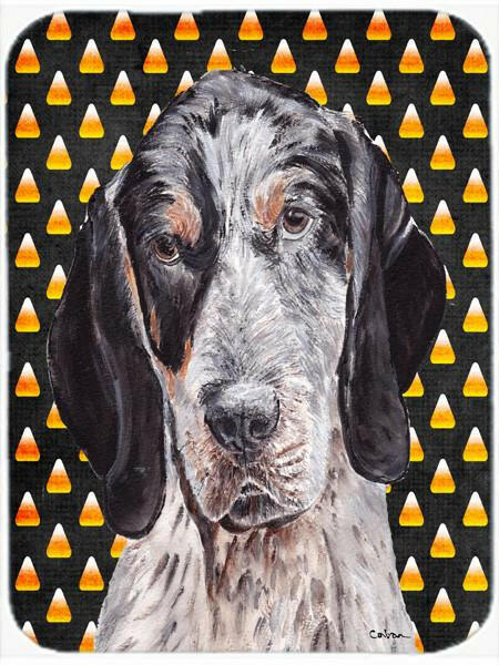 Blue Tick Coonhound Candy Corn Halloween Cutting Board Tempered Glass Kitchen Cutting Surface, Heat Resistant Chopping, Non-Slip Feet, Food Prep & Serving