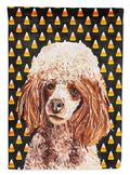 Red Miniature Poodle Candy Corn Halloween House Flag 28x40 Porch Sleeve Pole Decorative Outside Yard Banner Artwork Wall Hanging, Polyester
