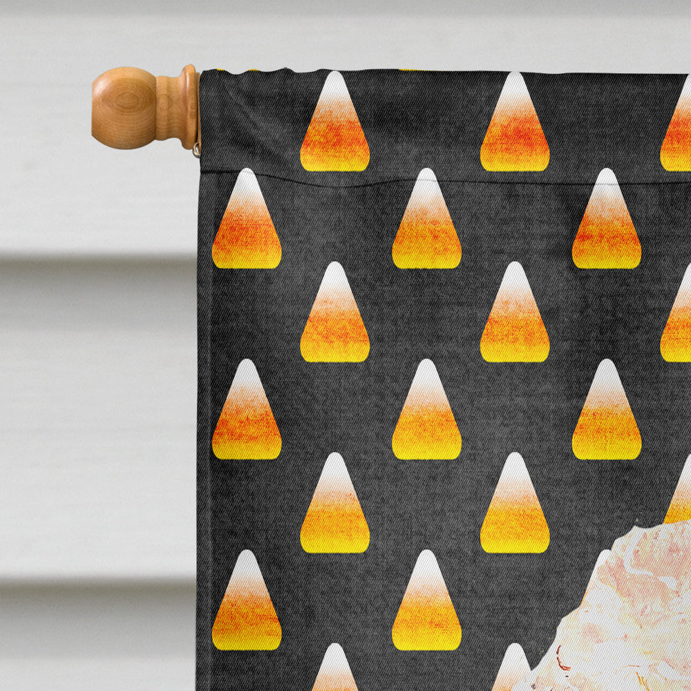 Red Miniature Poodle Candy Corn Halloween House Flag 28x40 Porch Sleeve Pole Decorative Outside Yard Banner Artwork Wall Hanging, Polyester