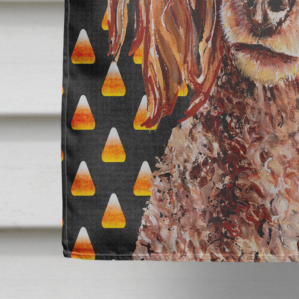 Red Miniature Poodle Candy Corn Halloween House Flag 28x40 Porch Sleeve Pole Decorative Outside Yard Banner Artwork Wall Hanging, Polyester
