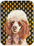 Red Miniature Poodle Candy Corn Halloween Cutting Board Tempered Glass Kitchen Cutting Surface, Heat Resistant Chopping, Non-Slip Feet, Food Prep & Serving