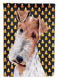 Wire Fox Terrier Candy Corn Halloween House Flag 28x40 Porch Sleeve Pole Decorative Outside Yard Banner Artwork Wall Hanging, Polyester