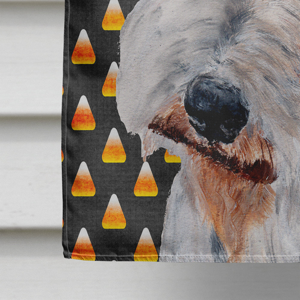 Wire Fox Terrier Candy Corn Halloween House Flag 28x40 Porch Sleeve Pole Decorative Outside Yard Banner Artwork Wall Hanging, Polyester