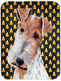 Wire Fox Terrier Candy Corn Halloween Cutting Board Tempered Glass Kitchen Cutting Surface, Heat Resistant Chopping, Non-Slip Feet, Food Prep & Serving