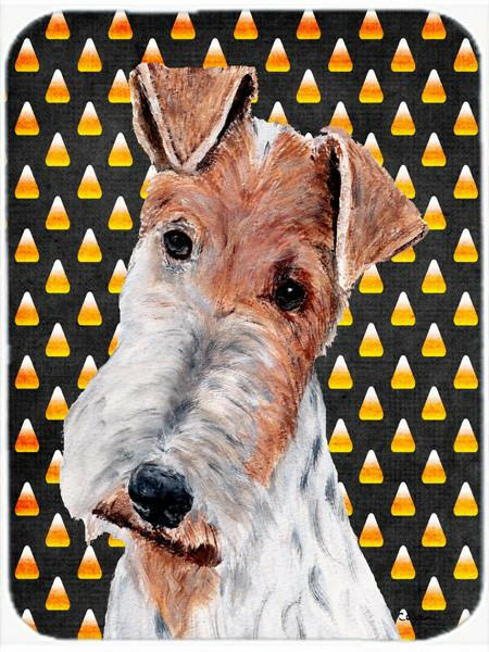 Wire Fox Terrier Candy Corn Halloween Cutting Board Tempered Glass Kitchen Cutting Surface, Heat Resistant Chopping, Non-Slip Feet, Food Prep & Serving