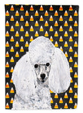 White Toy Poodle Candy Corn Halloween House Flag 28x40 Porch Sleeve Pole Decorative Outside Yard Banner Artwork Wall Hanging, Polyester