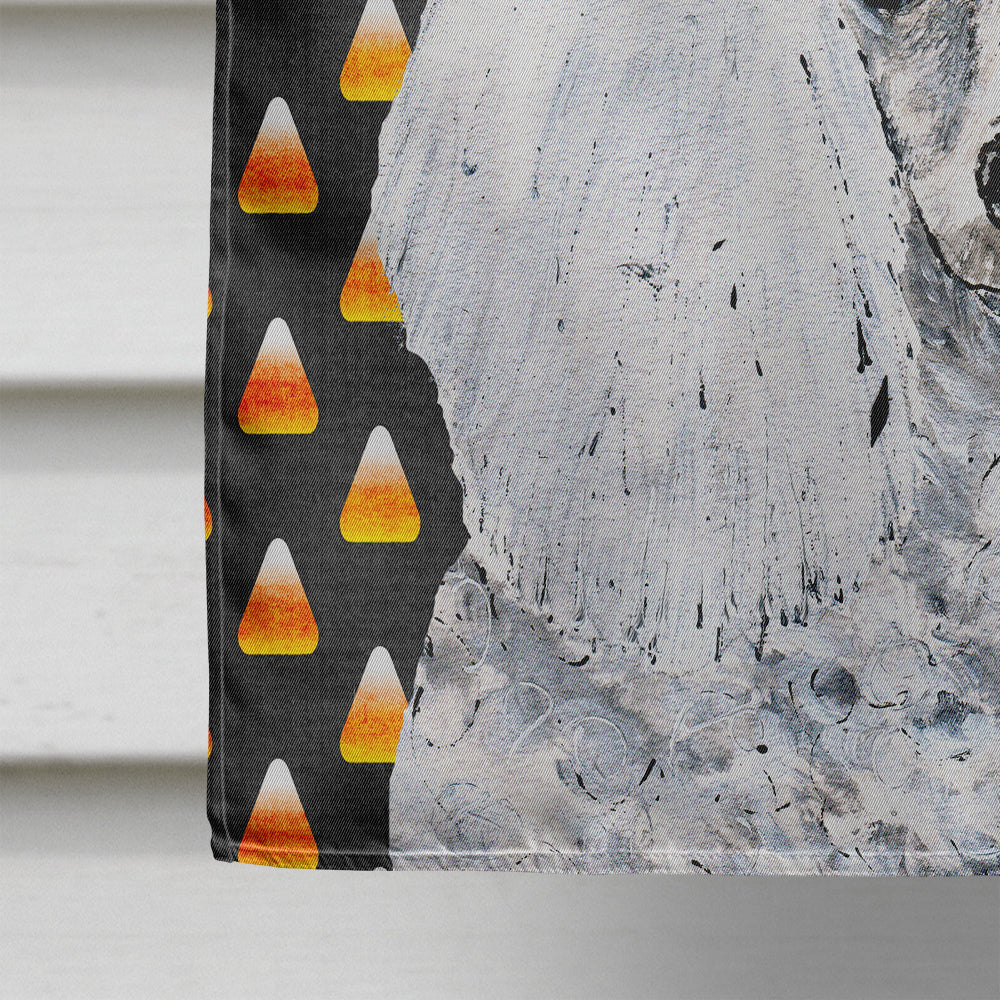 White Toy Poodle Candy Corn Halloween House Flag 28x40 Porch Sleeve Pole Decorative Outside Yard Banner Artwork Wall Hanging, Polyester