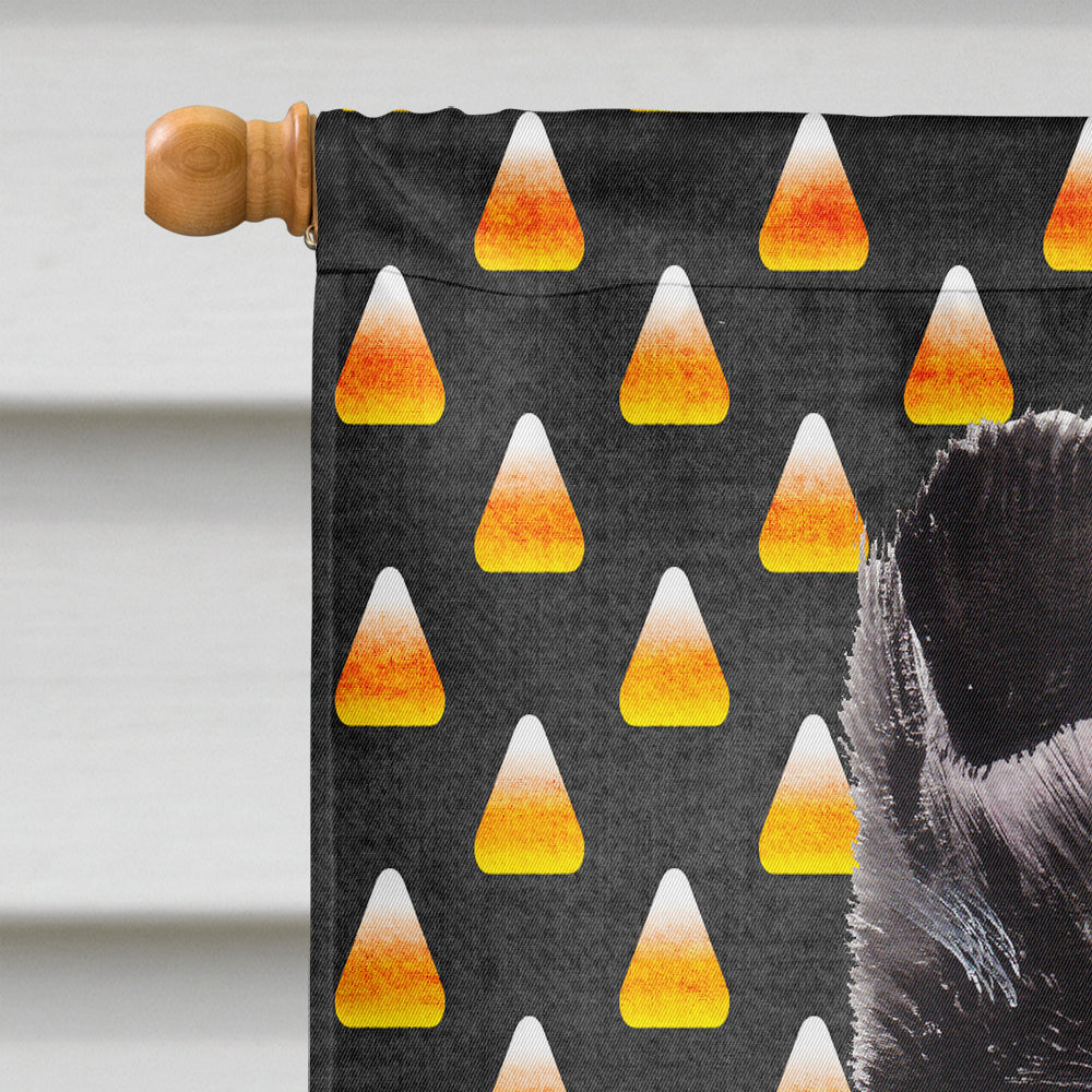 Black and White Collie Candy Corn Halloween House Flag 28x40 Porch Sleeve Pole Decorative Outside Yard Banner Artwork Wall Hanging, Polyester