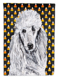 White Standard Poodle Candy Corn Halloween House Flag 28x40 Porch Sleeve Pole Decorative Outside Yard Banner Artwork Wall Hanging, Polyester