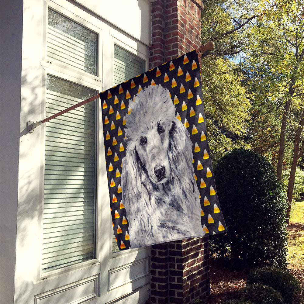 White Standard Poodle Candy Corn Halloween House Flag 28x40 Porch Sleeve Pole Decorative Outside Yard Banner Artwork Wall Hanging, Polyester
