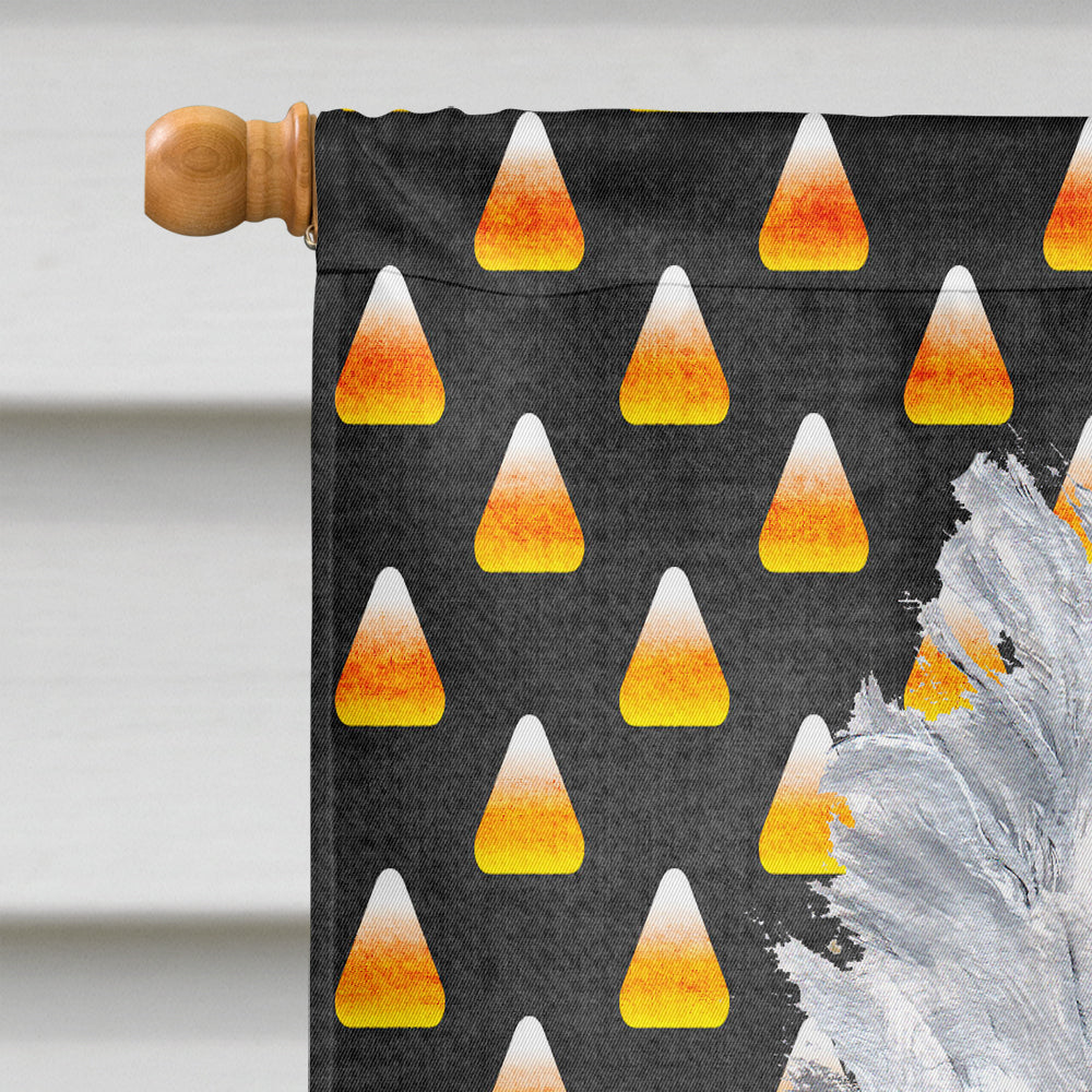 White Standard Poodle Candy Corn Halloween House Flag 28x40 Porch Sleeve Pole Decorative Outside Yard Banner Artwork Wall Hanging, Polyester