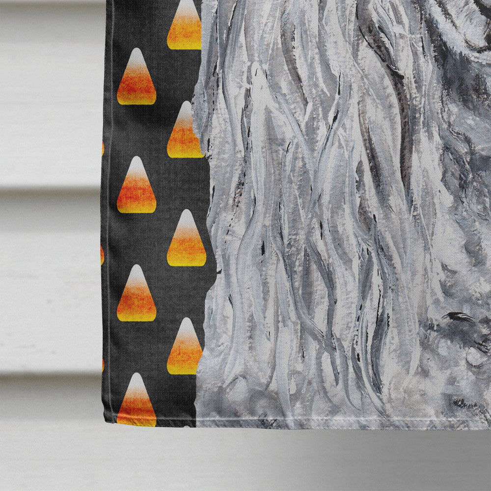 White Standard Poodle Candy Corn Halloween House Flag 28x40 Porch Sleeve Pole Decorative Outside Yard Banner Artwork Wall Hanging, Polyester