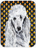 White Standard Poodle Candy Corn Halloween Cutting Board Tempered Glass Kitchen Cutting Surface, Heat Resistant Chopping, Non-Slip Feet, Food Prep & Serving