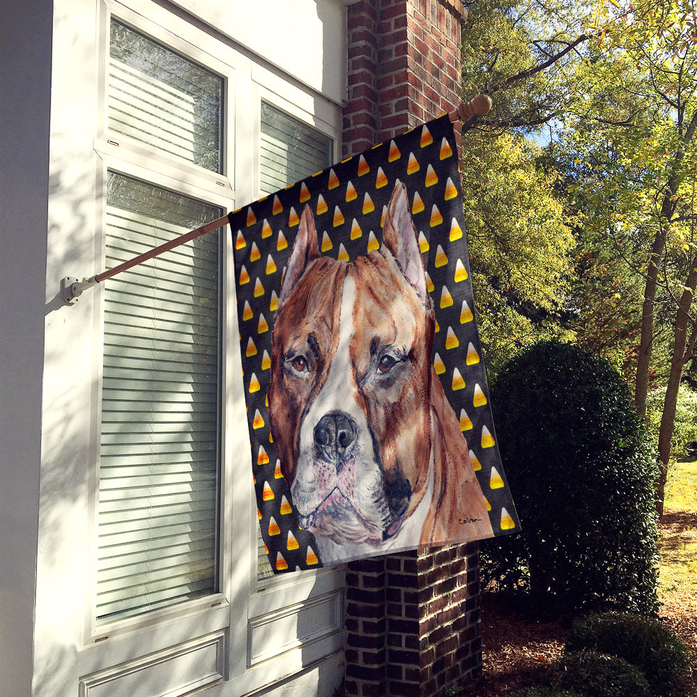 Staffordshire Bull Terrier Staffie Candy Corn Halloween House Flag 28x40 Porch Sleeve Pole Decorative Outside Yard Banner Artwork Wall Hanging, Polyester