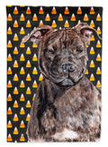 Staffordshire Bull Terrier Staffie Candy Corn Halloween House Flag 28x40 Porch Sleeve Pole Decorative Outside Yard Banner Artwork Wall Hanging, Polyester