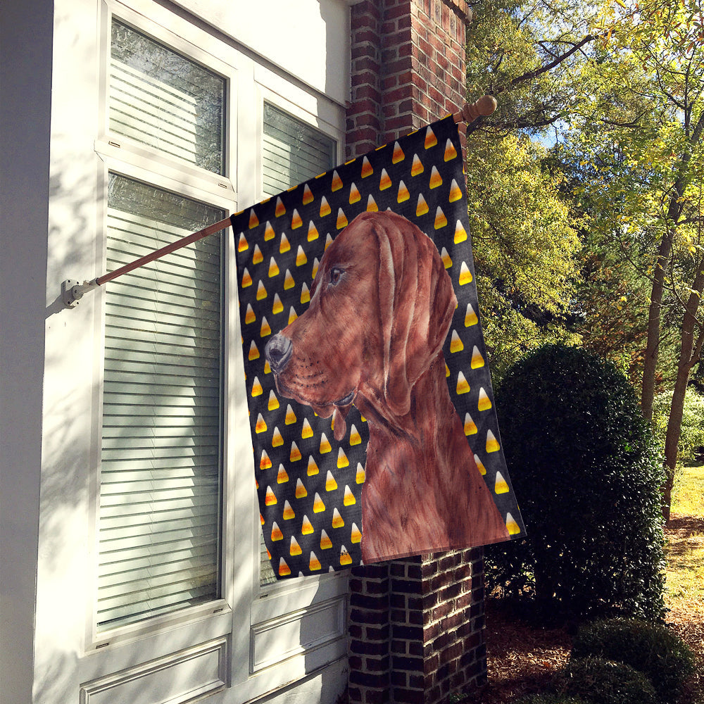 Redbone Coonhound Candy Corn Halloween House Flag 28x40 Porch Sleeve Pole Decorative Outside Yard Banner Artwork Wall Hanging, Polyester