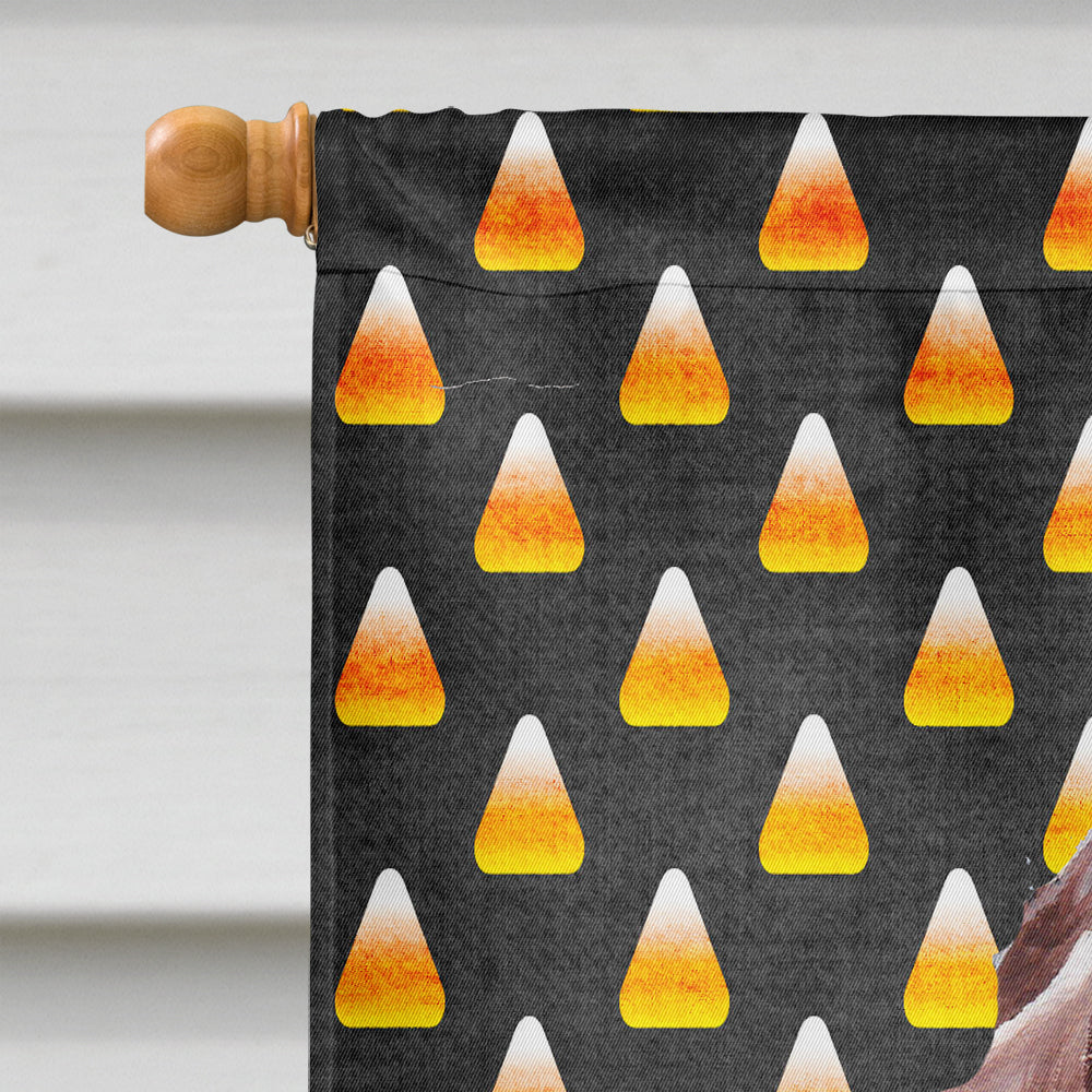 Redbone Coonhound Candy Corn Halloween House Flag 28x40 Porch Sleeve Pole Decorative Outside Yard Banner Artwork Wall Hanging, Polyester