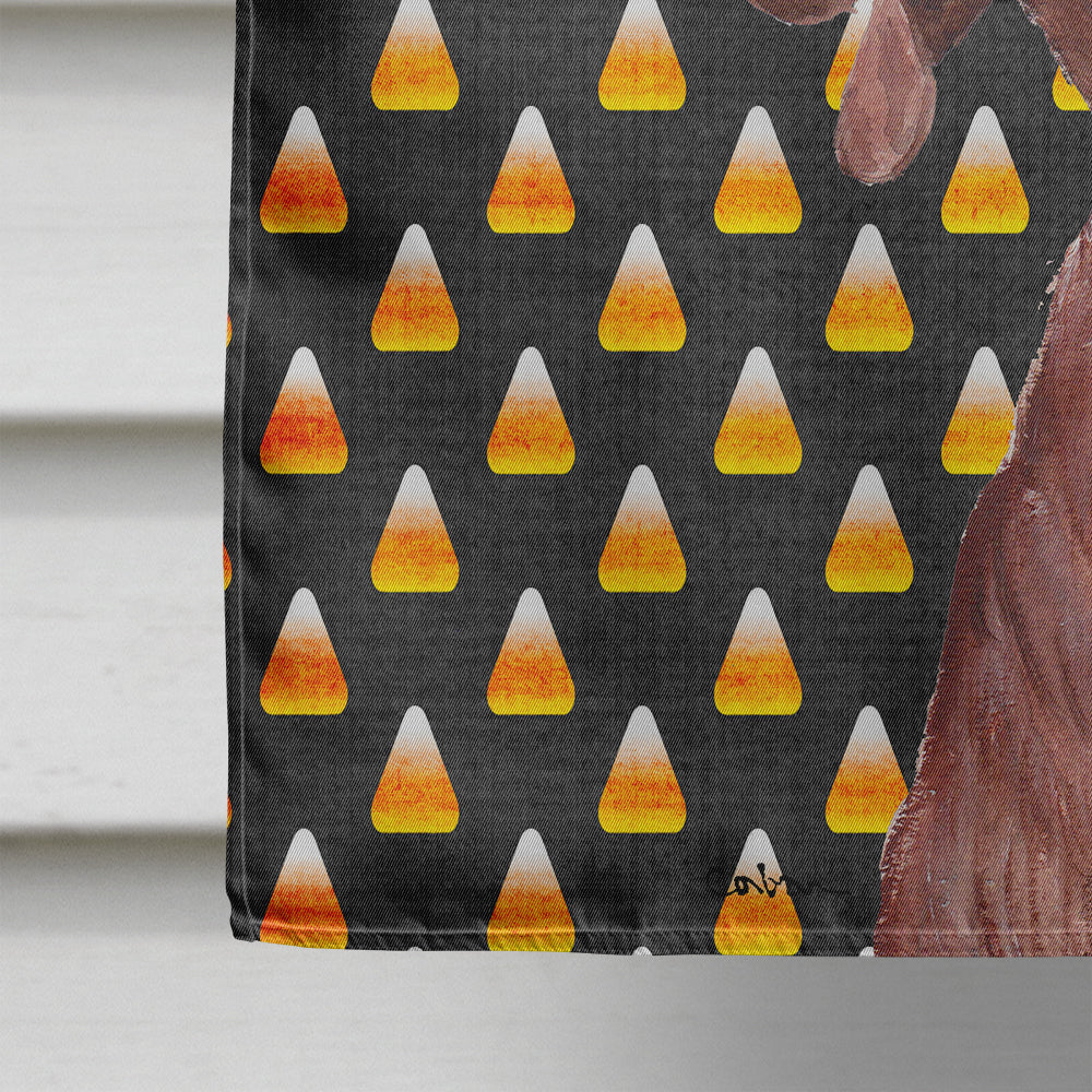 Redbone Coonhound Candy Corn Halloween House Flag 28x40 Porch Sleeve Pole Decorative Outside Yard Banner Artwork Wall Hanging, Polyester