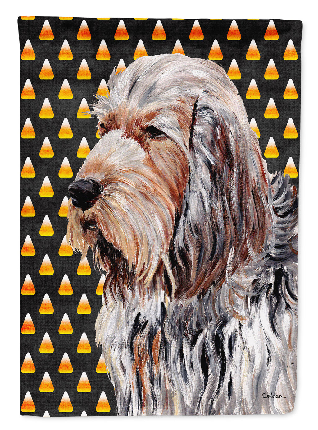 Otterhound Candy Corn Halloween House Flag 28x40 Porch Sleeve Pole Decorative Outside Yard Banner Artwork Wall Hanging, Polyester