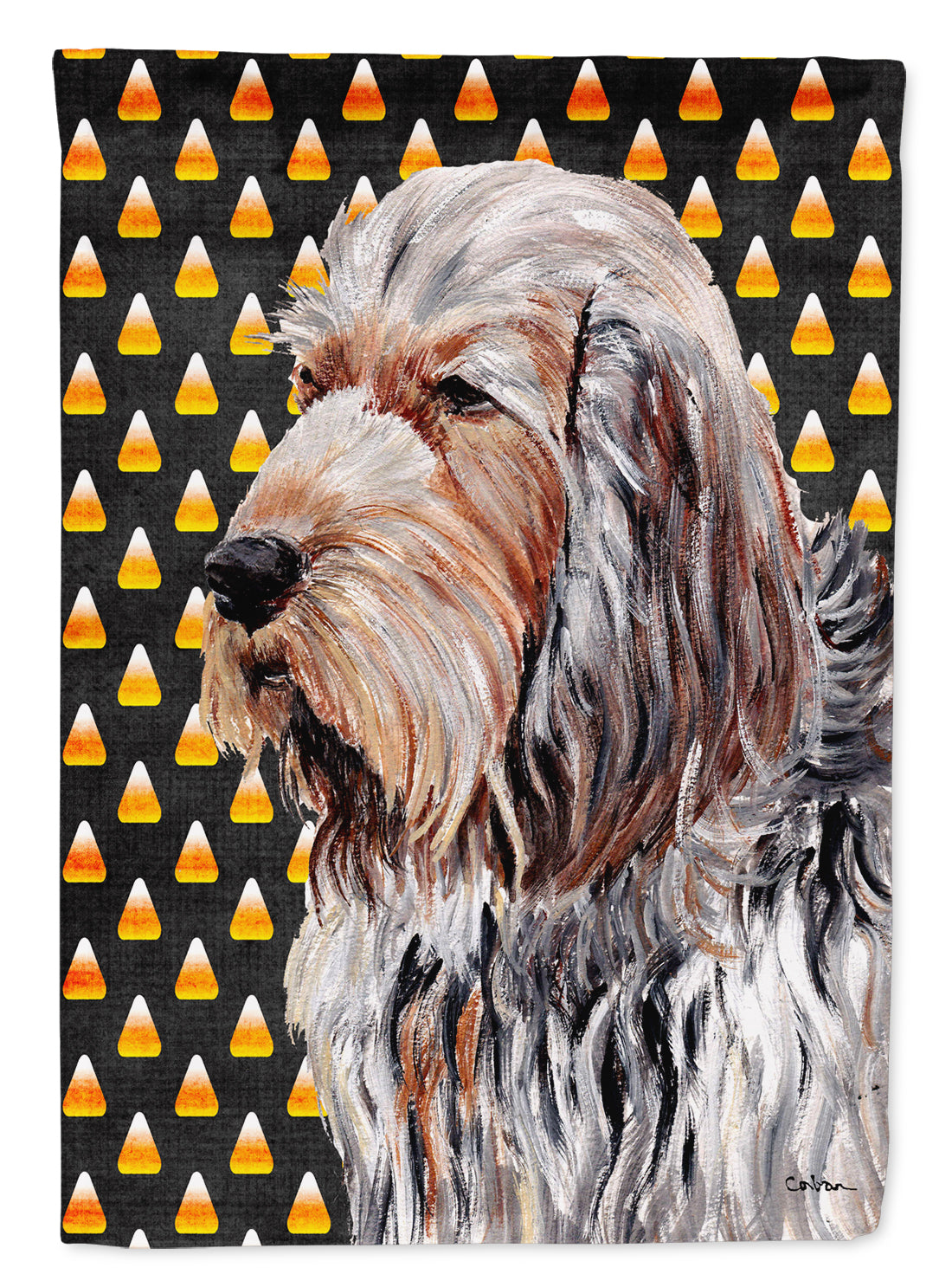 Otterhound Candy Corn Halloween House Flag 28x40 Porch Sleeve Pole Decorative Outside Yard Banner Artwork Wall Hanging, Polyester