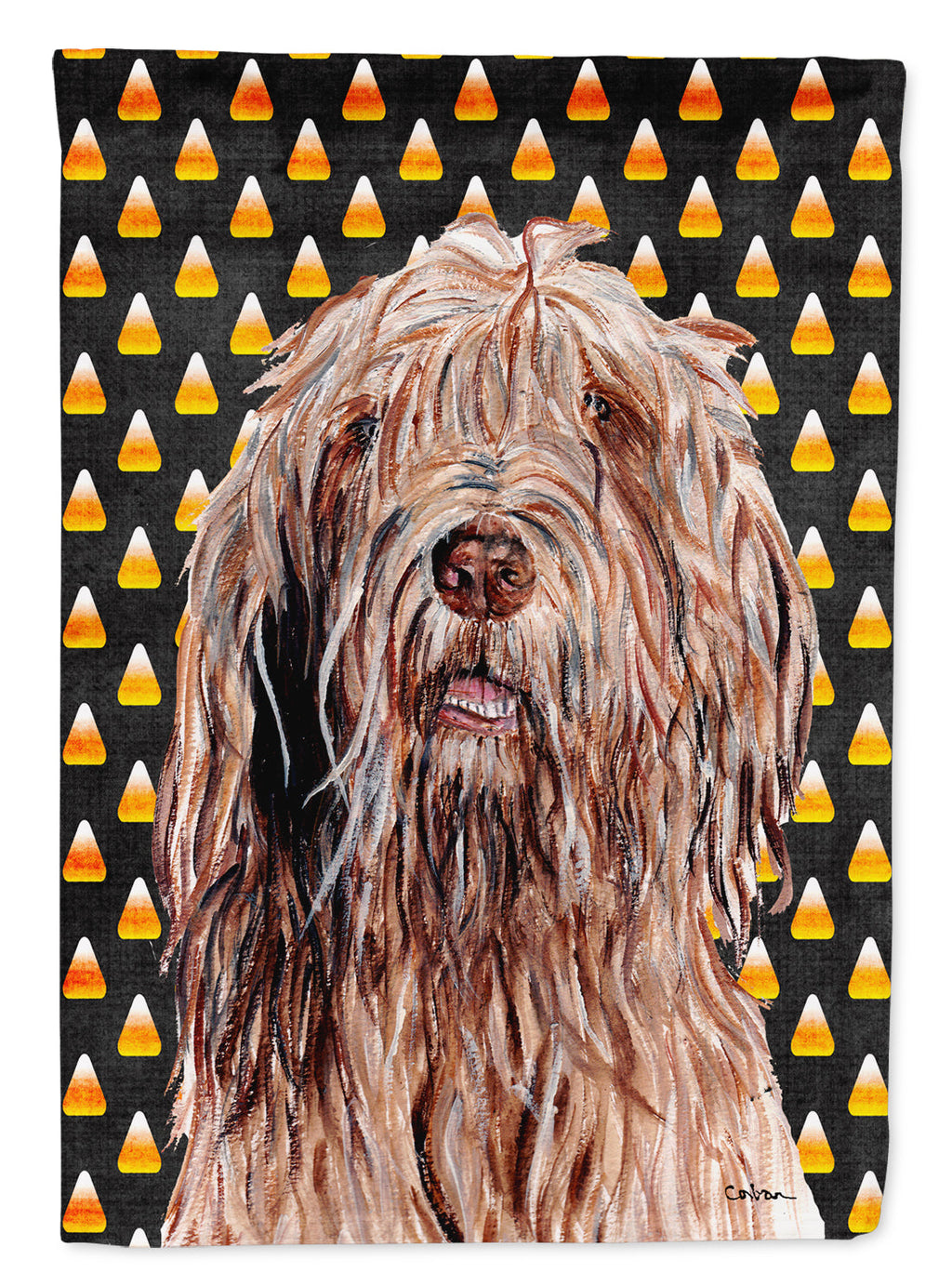 Otterhound Candy Corn Halloween House Flag 28x40 Porch Sleeve Pole Decorative Outside Yard Banner Artwork Wall Hanging, Polyester