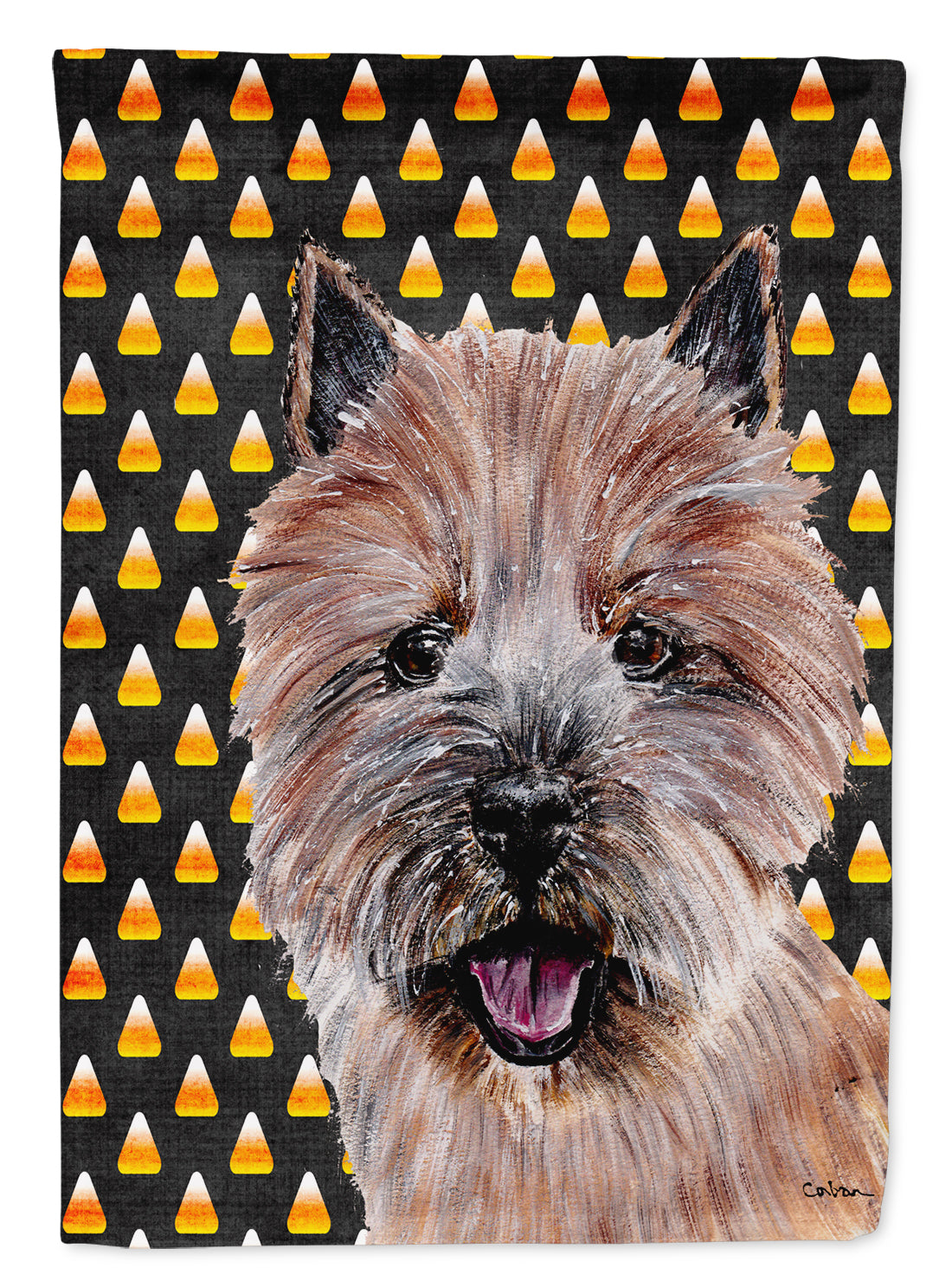 Norwich Terrier Candy Corn Halloween House Flag 28x40 Porch Sleeve Pole Decorative Outside Yard Banner Artwork Wall Hanging, Polyester