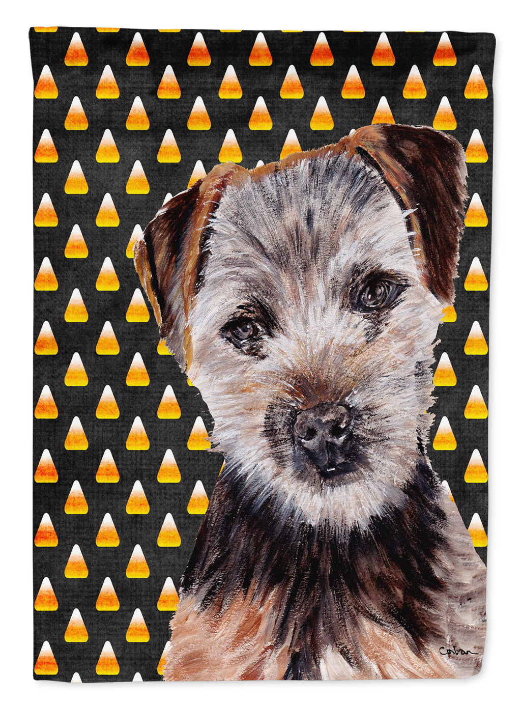 Norfolk Terrier Puppy Candy Corn Halloween House Flag 28x40 Porch Sleeve Pole Decorative Outside Yard Banner Artwork Wall Hanging, Polyester