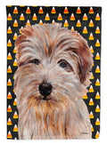 Norfolk Terrier Candy Corn Halloween House Flag 28x40 Porch Sleeve Pole Decorative Outside Yard Banner Artwork Wall Hanging, Polyester