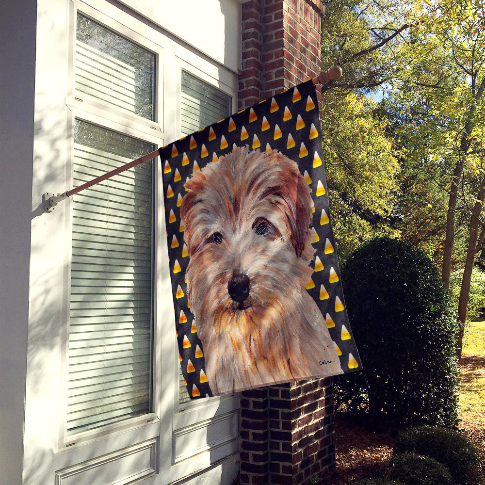 Norfolk Terrier Candy Corn Halloween House Flag 28x40 Porch Sleeve Pole Decorative Outside Yard Banner Artwork Wall Hanging, Polyester
