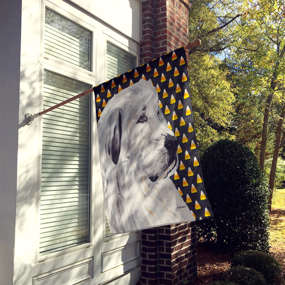 Great Pyrenees Candy Corn Halloween House Flag 28x40 Porch Sleeve Pole Decorative Outside Yard Banner Artwork Wall Hanging, Polyester