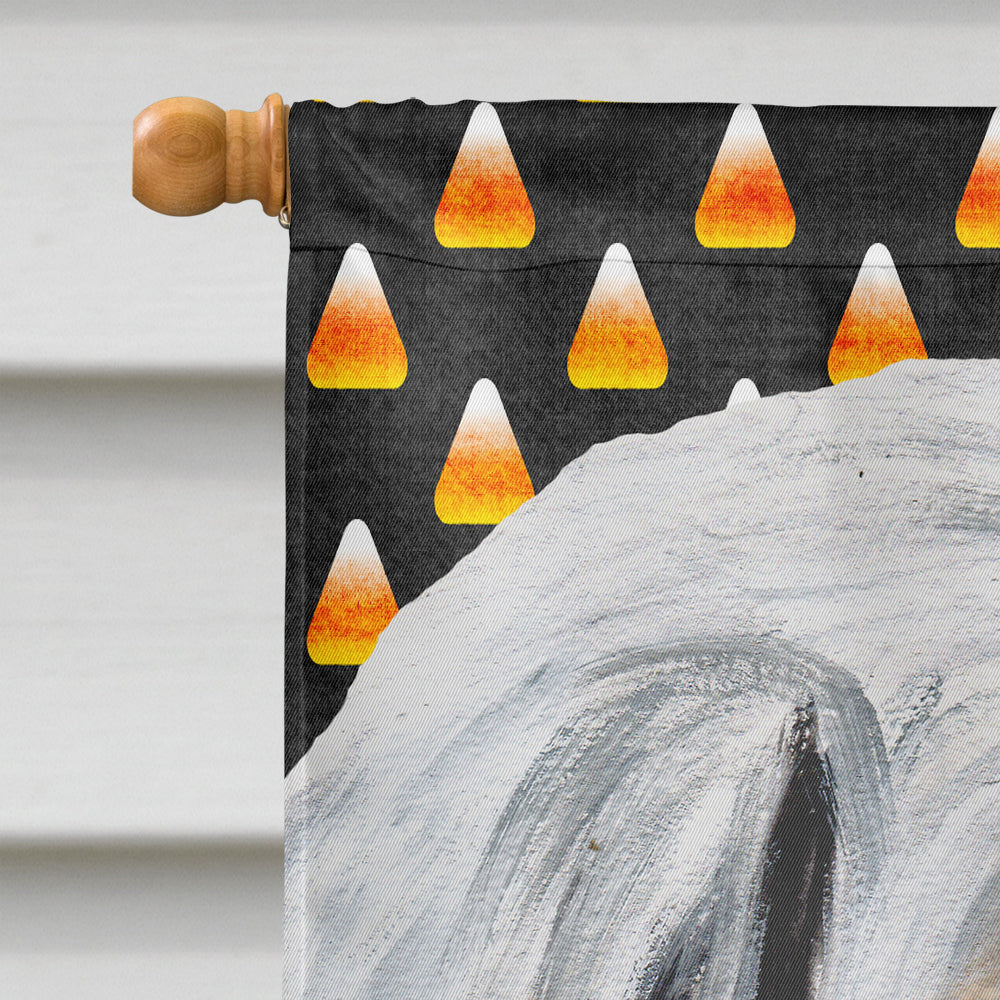 Great Pyrenees Candy Corn Halloween House Flag 28x40 Porch Sleeve Pole Decorative Outside Yard Banner Artwork Wall Hanging, Polyester