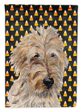 Golden Doodle 2 Candy Corn Halloween House Flag 28x40 Porch Sleeve Pole Decorative Outside Yard Banner Artwork Wall Hanging, Polyester