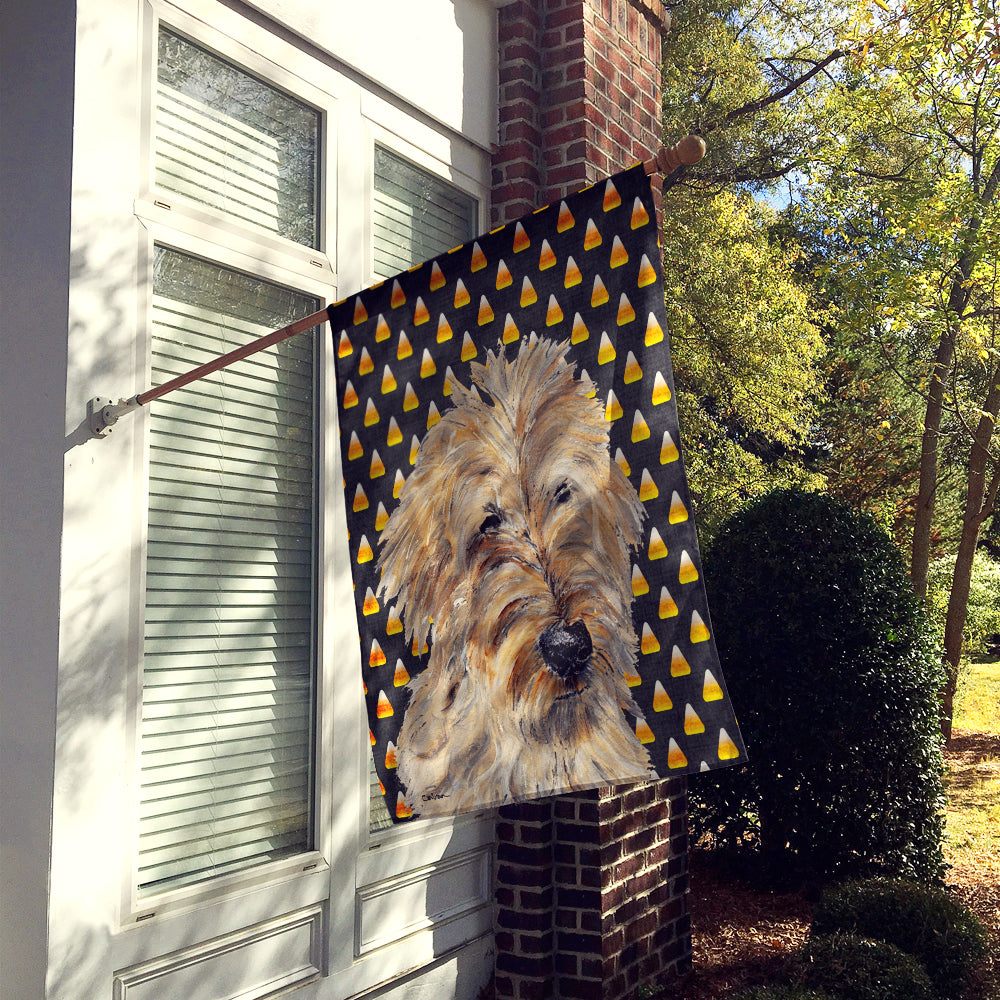 Golden Doodle 2 Candy Corn Halloween House Flag 28x40 Porch Sleeve Pole Decorative Outside Yard Banner Artwork Wall Hanging, Polyester