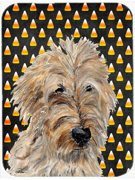 Golden Doodle 2 Candy Corn Halloween Cutting Board Tempered Glass Kitchen Cutting Surface, Heat Resistant Chopping, Non-Slip Feet, Food Prep & Serving
