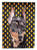 German Pinscher Candy Corn Halloween House Flag 28x40 Porch Sleeve Pole Decorative Outside Yard Banner Artwork Wall Hanging, Polyester